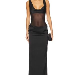 Superdown Black Mesh Maxi Dress